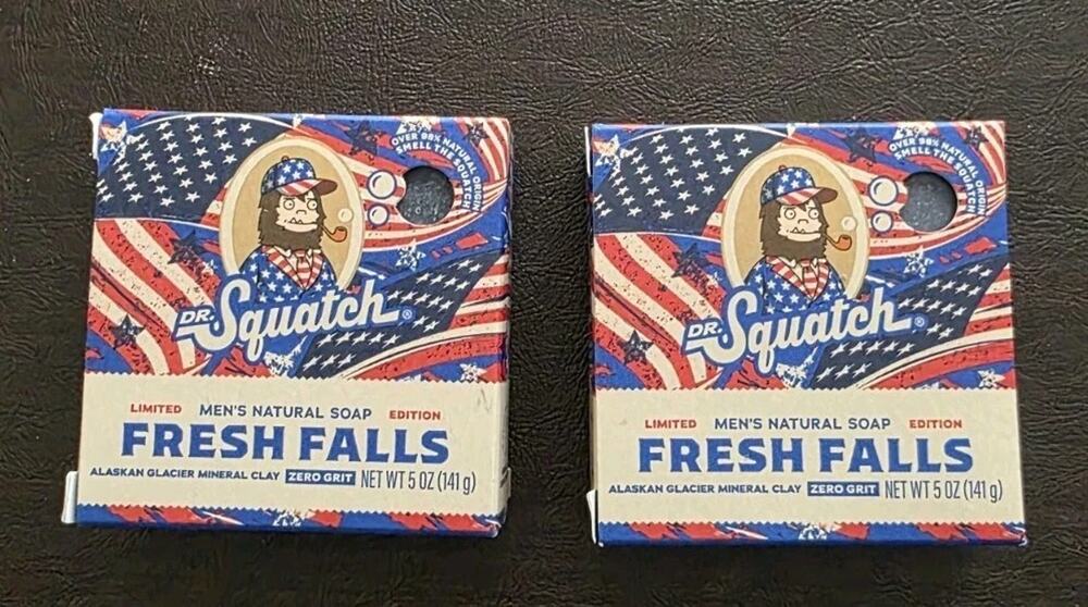 Lot of 2 Dr. Squatch Fresh Falls Americana Limited Edition Soap 5 oz Each NEW